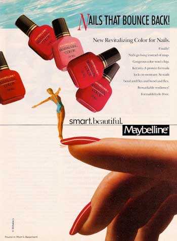 imagen publicitaria de la marca de uñas Maybelline en los años 90 imagen publicitaria de la marca de uñas Maybelline en los años 90