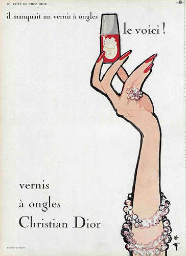 imagen publicitaria del esmate de uñas de Christian Dior en los años 60 imagen publicitaria del esmate de uñas de Christian Dior en los años 60