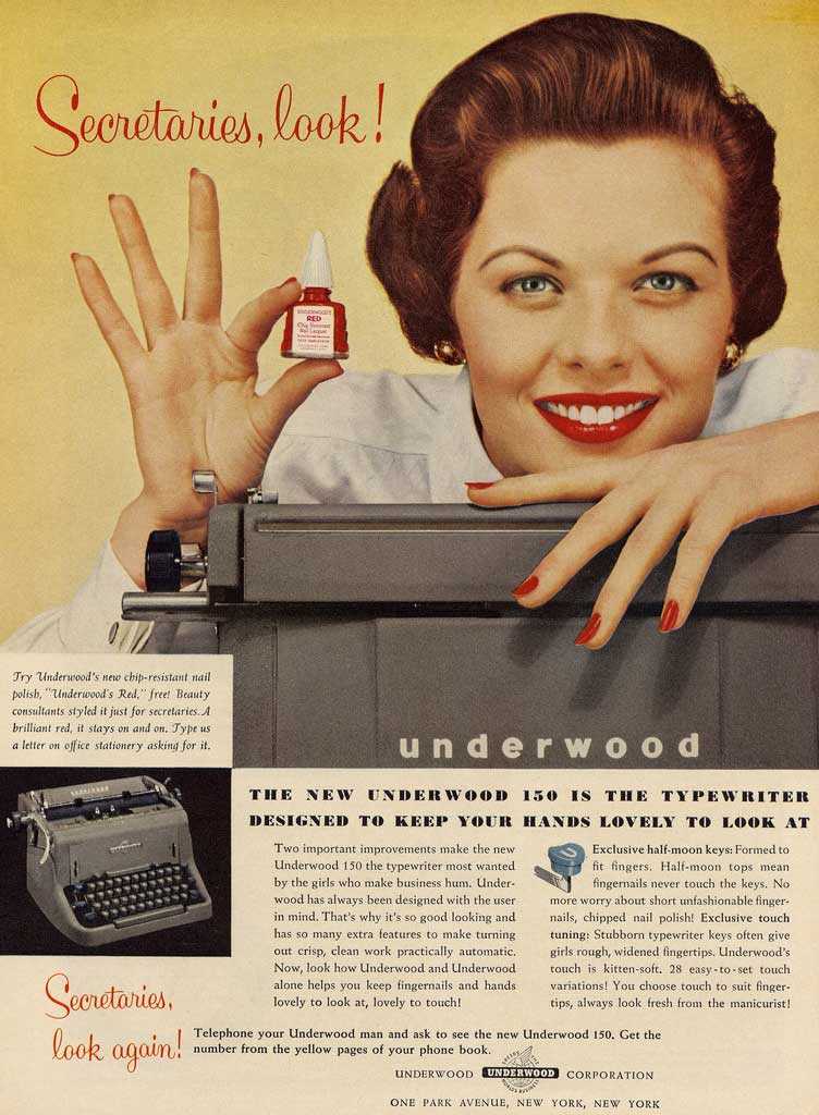 imagen publicitaria vintage de la marca de maquinas de escribir underwood Secretaries imagen publicitaria vintage de la marca de maquinas de escribir underwood