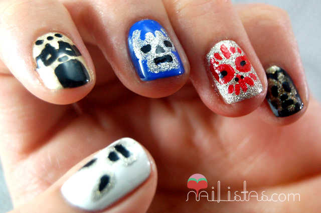 Uñas decoradas con máscaras de lucha libre mexicana Uñas decoradas con máscaras de lucha libre mexicana