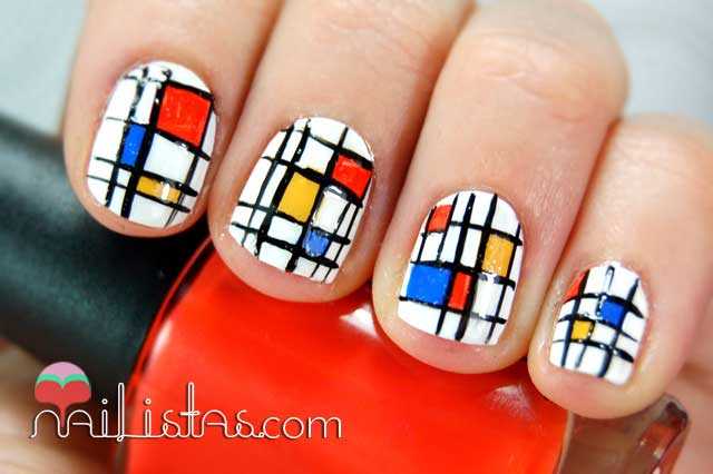 Nail art inspiración Mondrian