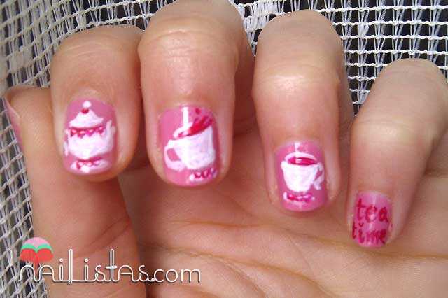 Tea Time Manicure // Uñas decoradas con tazas de té p Tea Time Manicure // Uñas decoradas con tazas de té p