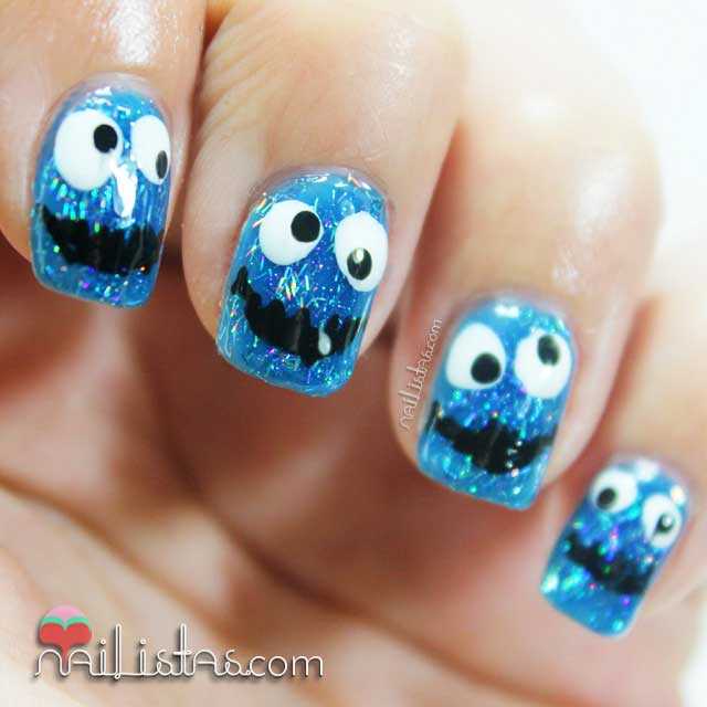 Uñas decoradas con el monstruo de las galletas | Triky nail art