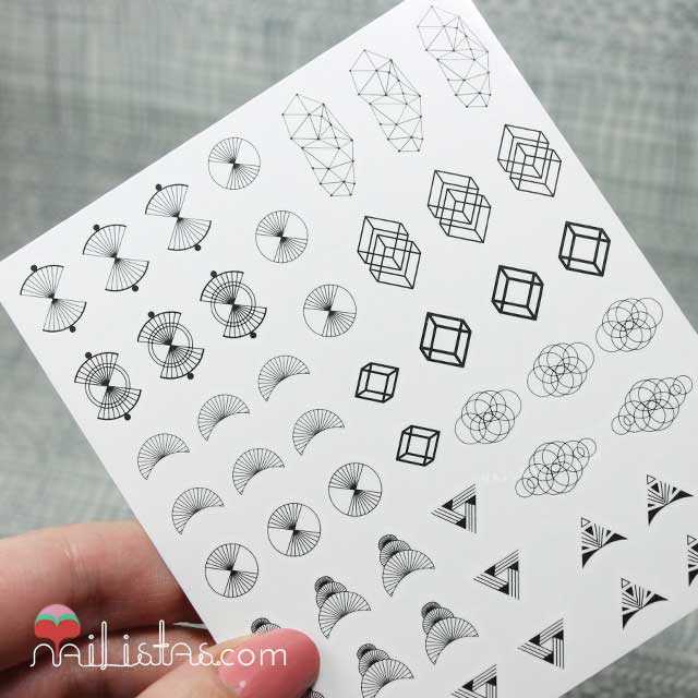 Calcomanías al agua de dibujos geométricos para nail art Calcomanías al agua de dibujos geométricos para nail art