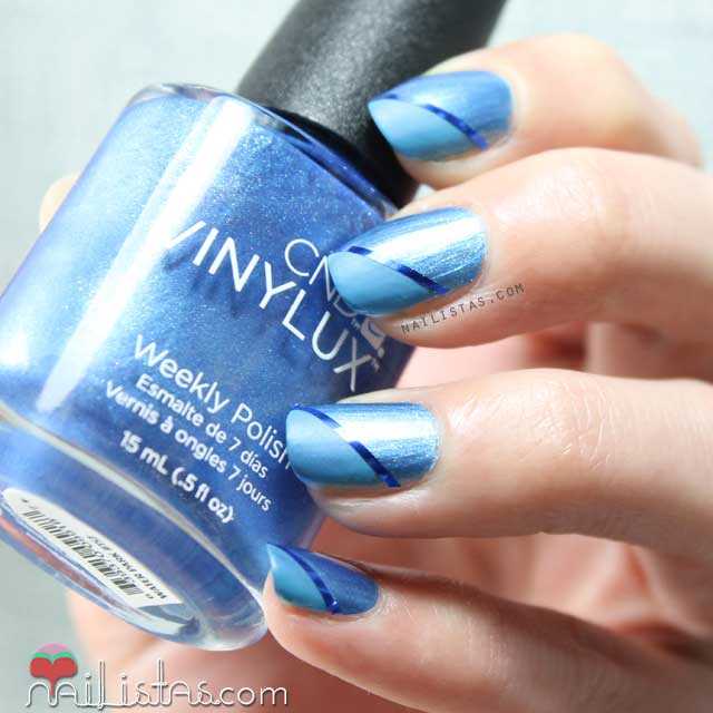 Esmaltes Vinylux | Nail art con cinta en azul