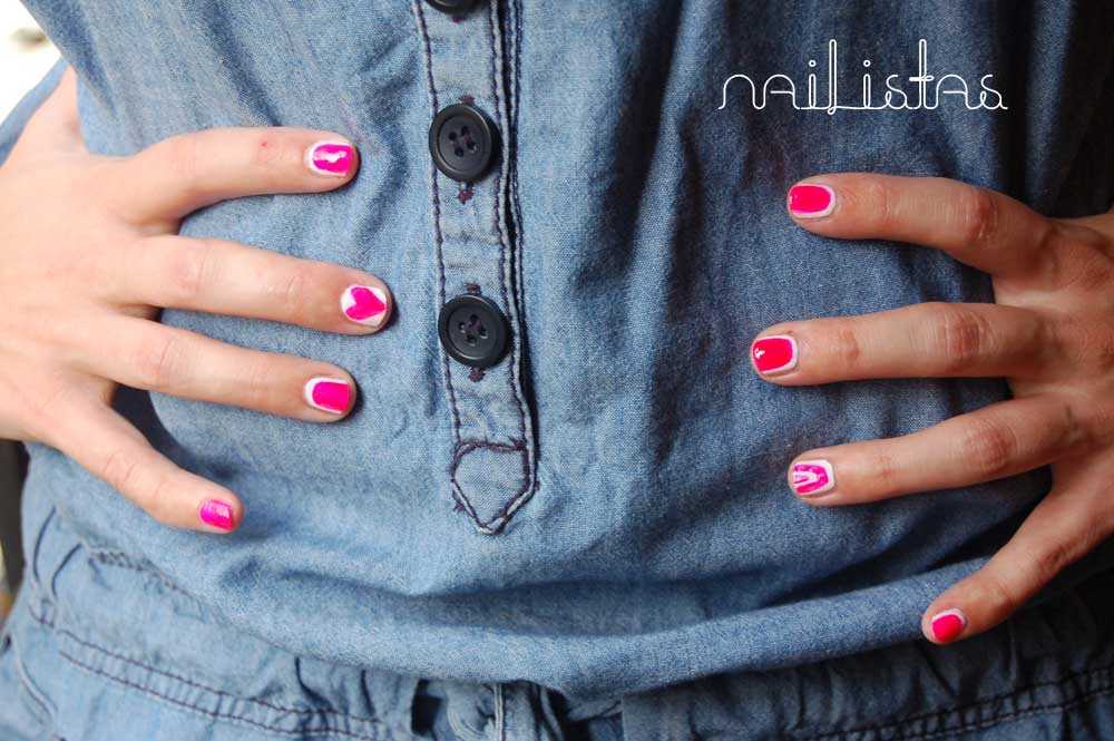 Pink Flúor Framed nails // Rosa Flúor https://www.nailistas.com