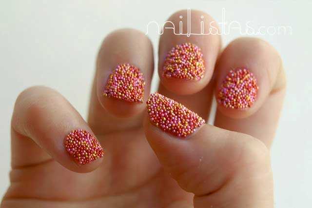 Uñas de Caviar Rosa // Fish egg nails Manicure