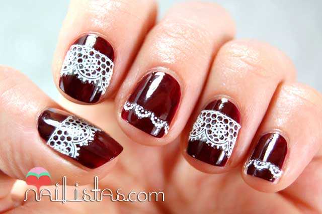 nail art de uñas decoradas con encaje // Cabaret