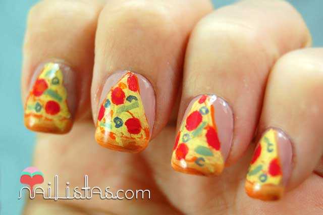 Uñas decoradas con pizzas // Nail Art con acrílicos