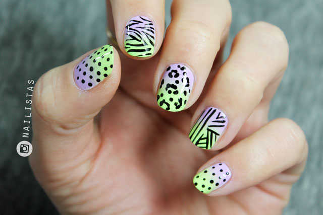 Diseño de uñas animal print acid | leopardo y cebra