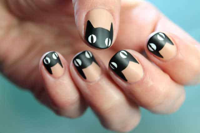 gatos negros uñas paso a paso tutorial nail art