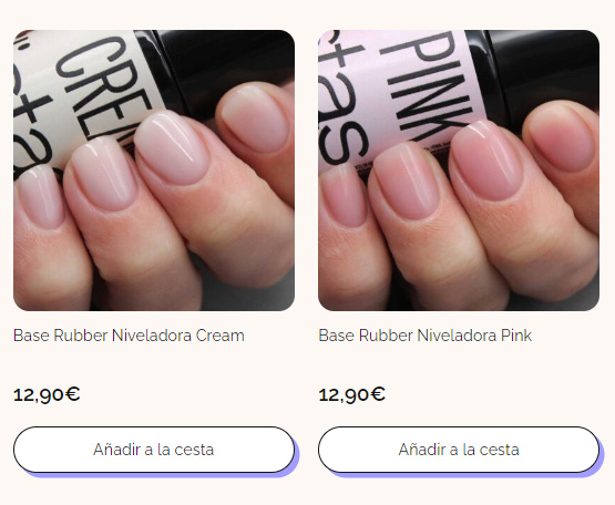 Base Rubber cómo queda en las uñas acabado pink y cream