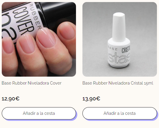 Tipos de bases rubber con color y transparente